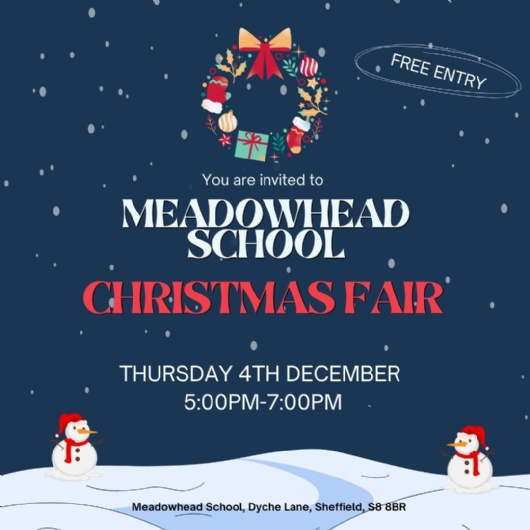 image advertising the school Christmas fair on Thursday 4th December 5-7pm